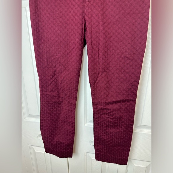 Anthro CARTONNIER Charlie Ankle Pants Burgundy Maroon Red Wine Textured Leather - Picture 4 of 12